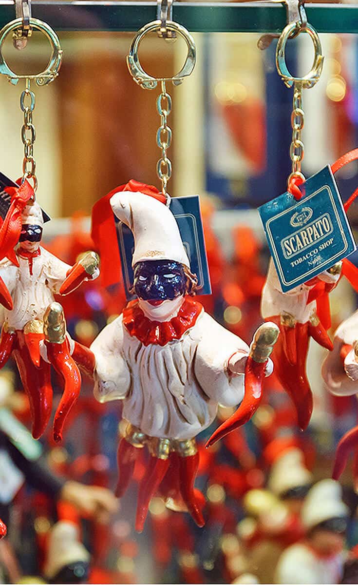 Corniciello with Pulcinella in Naples, Italy