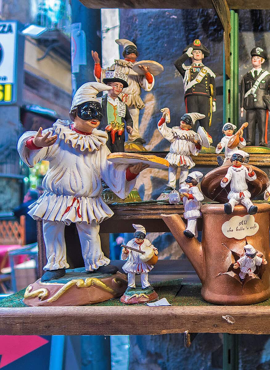 Pulcinella souvenirs at Decumani in Naples, Italy