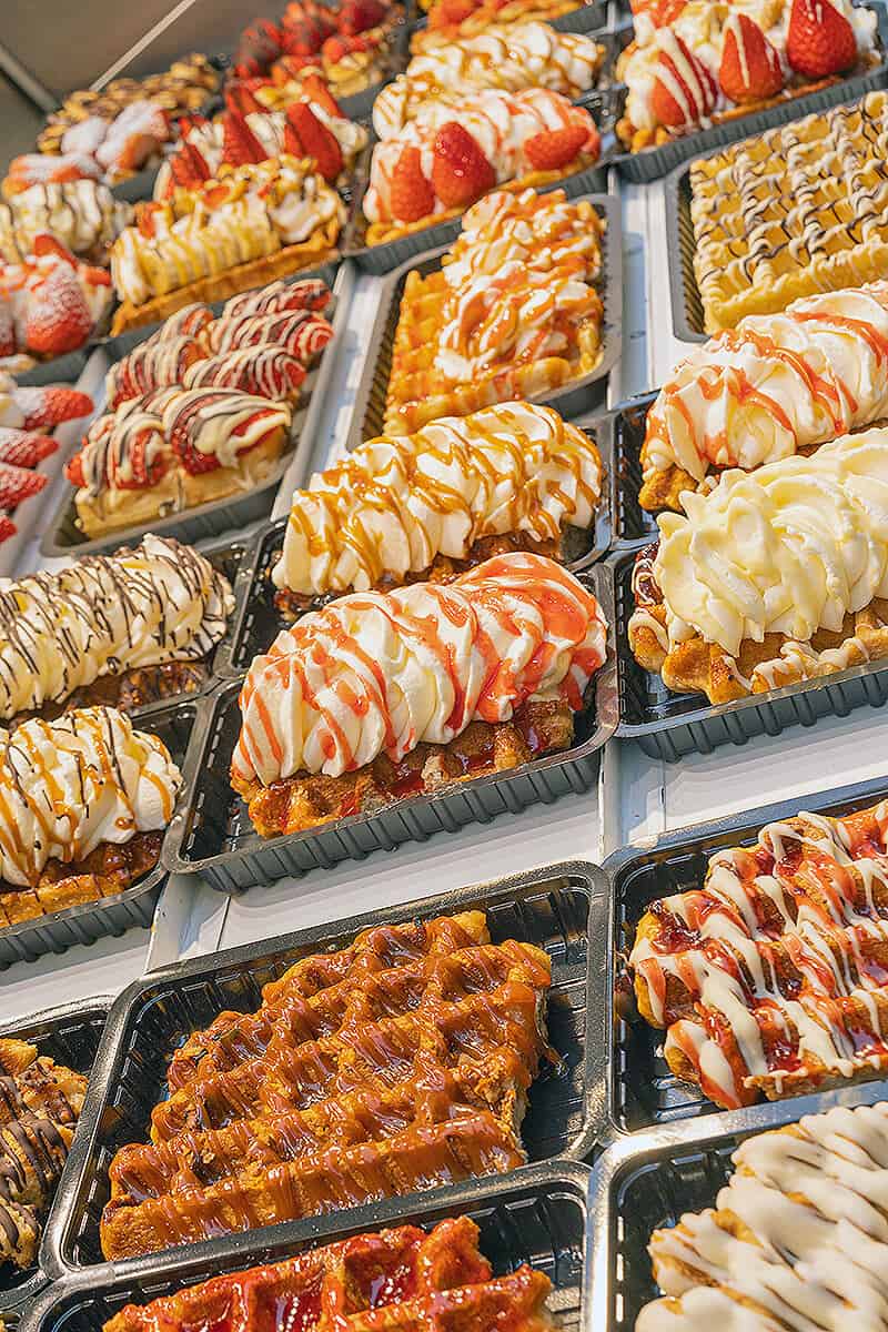 Waffles inside a waffle shop in NYC