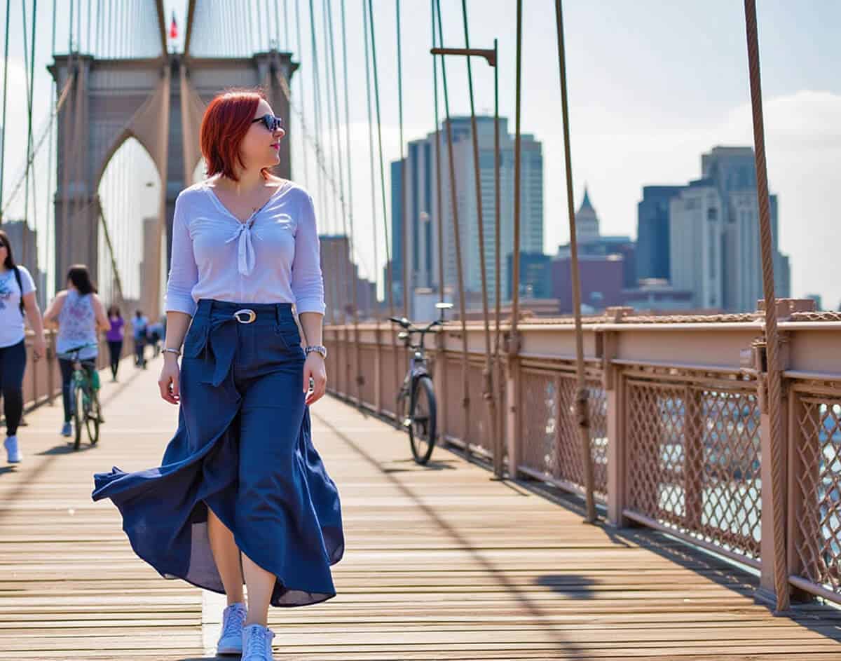 Dany strolling over Brooklyn Bridge in NYC