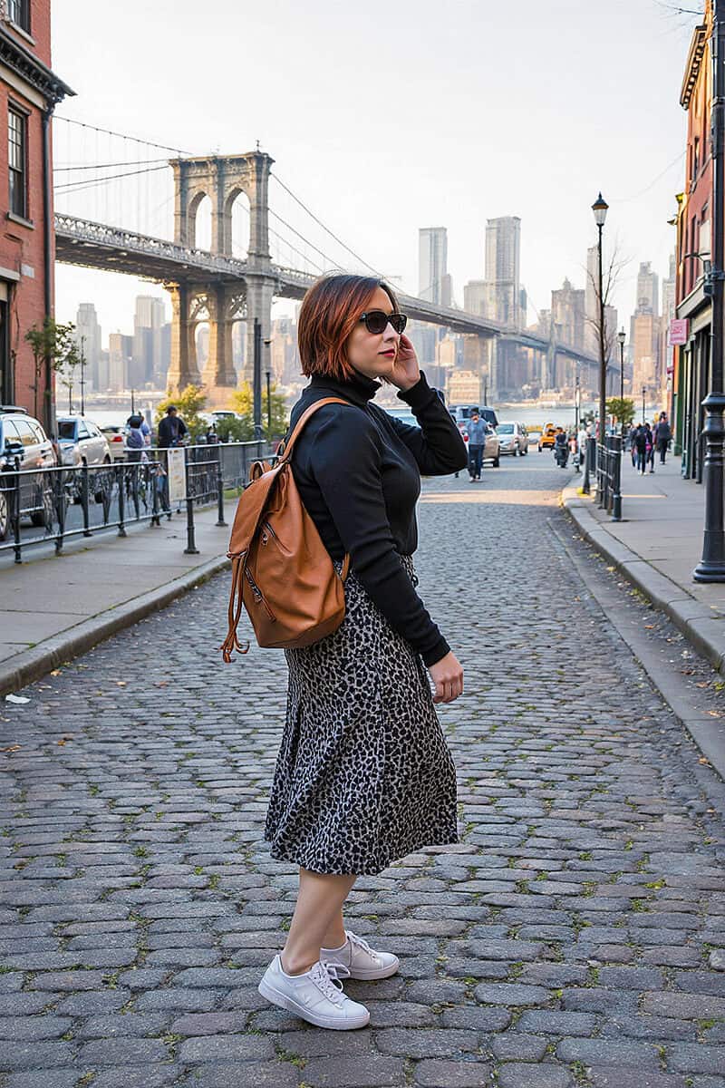 Dany walking towards Manhattan Bridge in New York