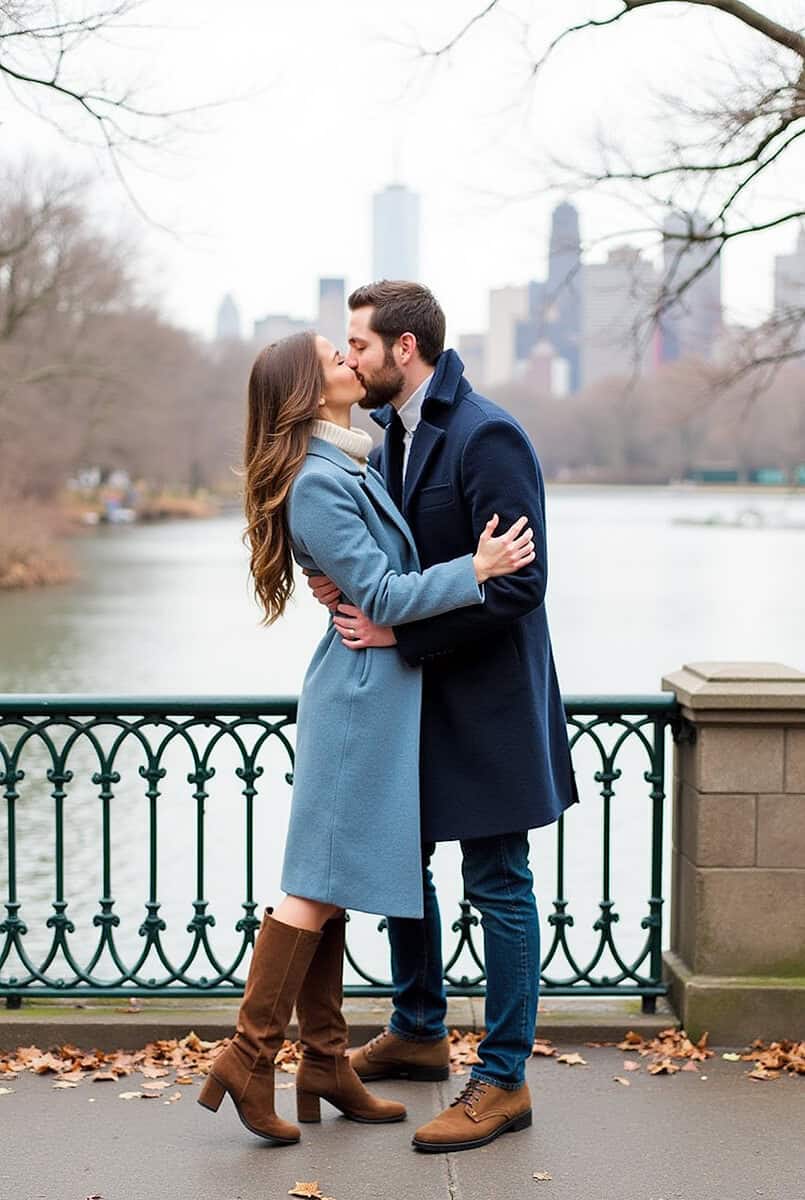 Couple on a romantic riverside date